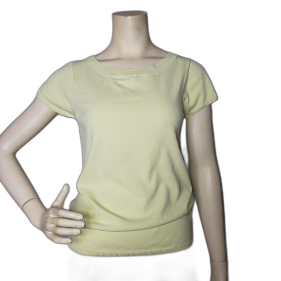 BANANA REPUBLIC Short Sleeve Sweater Light Yellow Womens Size Large NEW - Picture 7 of 7